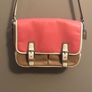 Coral & Tan Coach Crossbody Purse